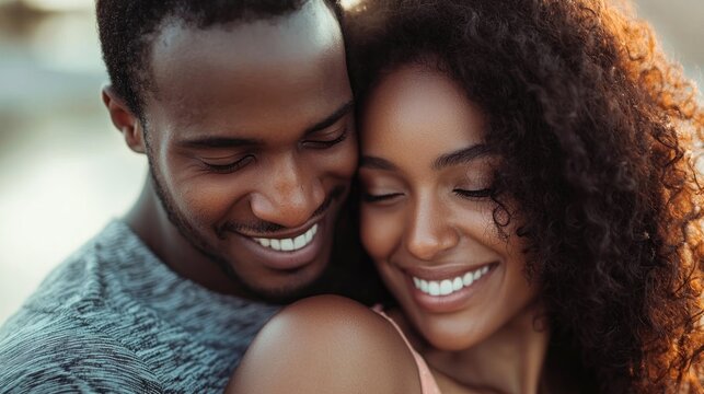 Embracing each other romantically, a young couple shows their affection and closeness.