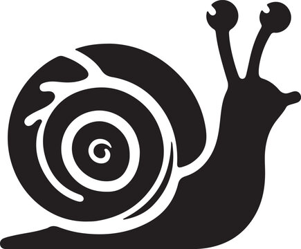 recommend clip art: A animal of Snail silhouette vector art illustration design with no background, snail pure black color icon ready for printable and walking on land.