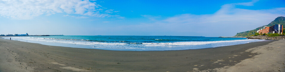 Kaohsiung, Taiwan, Republic of China, 01 25 2024: The landscape of Kaosiung Sizihwan Bay beach in Kaohsiung  © Feng