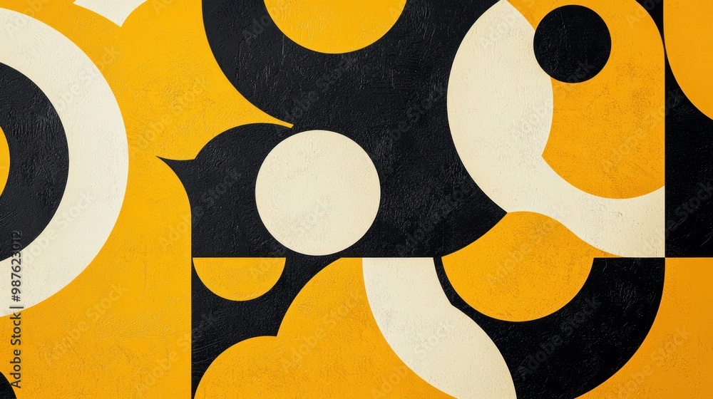 Poster geometric yellow pattern with bold shapes, creating a modern and stylish effect.