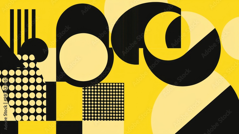 Aufkleber geometric yellow pattern with bold shapes, creating a modern and stylish effect.