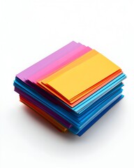 Neatly Stacked Pile of Colorful Index Cards in Minimalist Composition