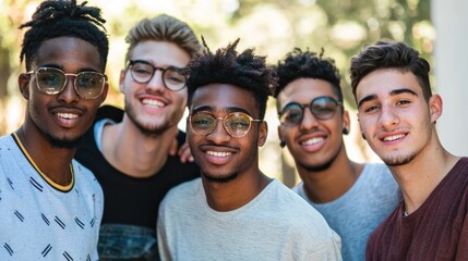 Obraz premium Group of young men posing together for a casual group photo.