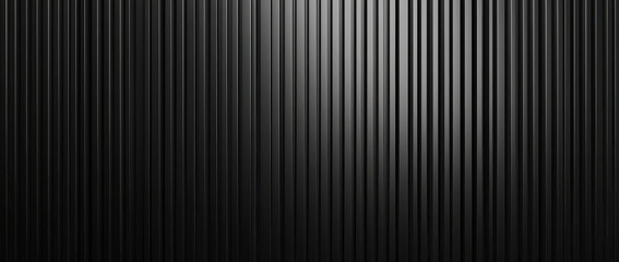 A glossy black corrugated background with vertical lines, offering a minimalist yet sophisticated texture that evokes modern design and a sense of depth and mystery.