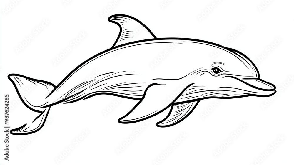 Poster a simple line drawing of a dolphin, perfect for use in a variety of projects.
