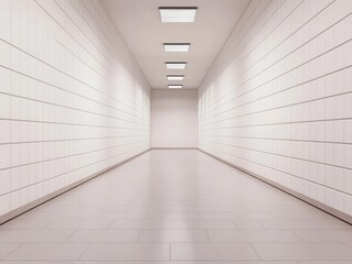 Obraz premium Minimalist view of a factory corridor, clean lines and symmetry, modern industrial aesthetic