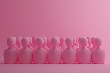 A line of stylized pink figures against a soft pink background, symbolizing unity and diversity.