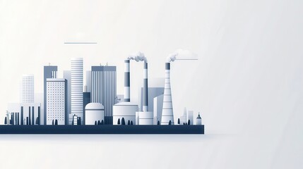 Obraz premium Modern factory silhouette with minimalist architecture, simple shapes, and clean lines