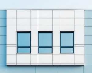 Modern industrial building with a minimalist facade, smooth surfaces, and clean geometry