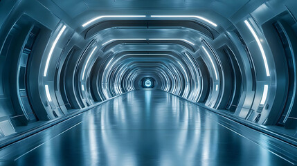 Futuristic 3D Illustration of a Glowing Corridor