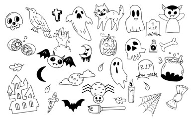 halloween doodle monsters vampire ghost scary transparant cartoon drawing pencil icon clip art