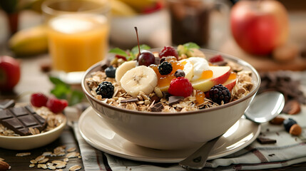 Delicious Granola Bowl with Fresh Fruit and Yogurt
