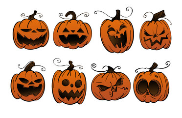 scary pumpkin halloween cartoon design illustration clip art icon