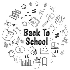 Vector Hand drawing back to school education doodle icon idea set word illustration