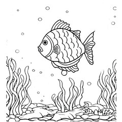 Fish Coloring page for kids coloring book,vector Illustration seawater cute fishes activity worksheet for children