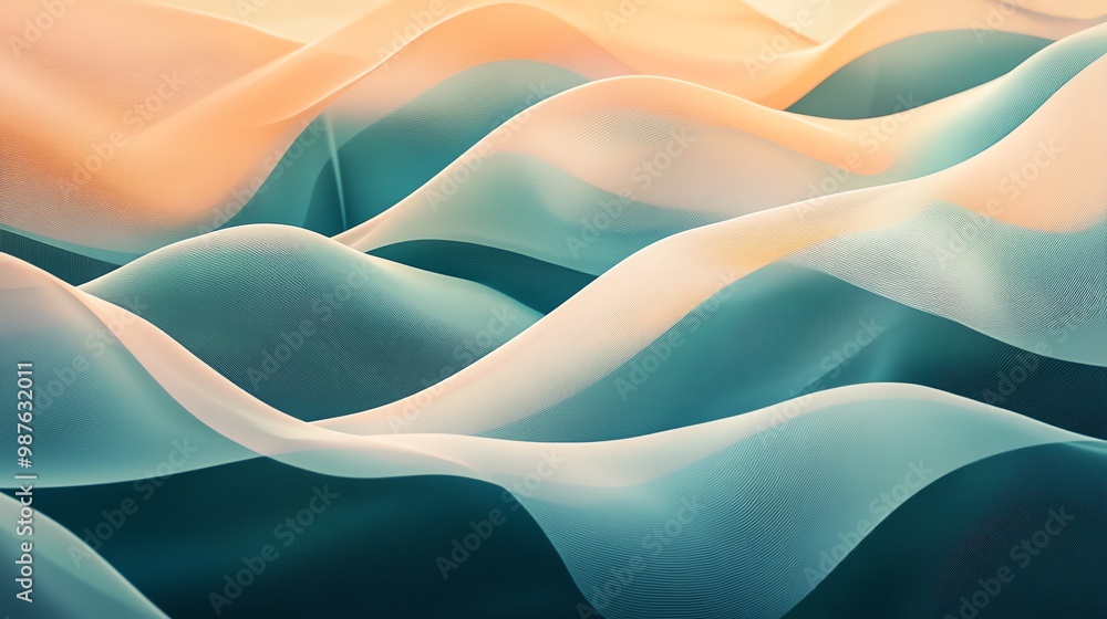 Poster abstract background with soft, flowing lines in shades of blue and orange. the image creates a sense