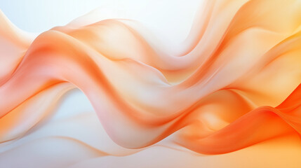 Fototapeta premium Soft flowing fabric texture in gradient shades of orange, peach, and white, suitable for modern design applications