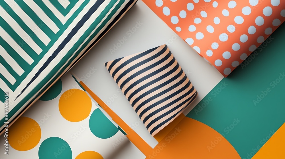 Poster a colorful abstract background with geometric shapes and patterns.