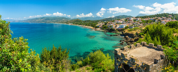 Marvelous summer seascape at Palinuro, in the Cilento region. Province of Salerno, Campania, Italy.