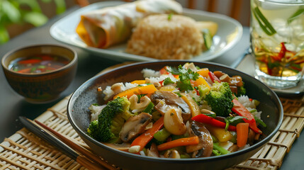 Delicious Vegetable Stir Fry with Rice and Cashews