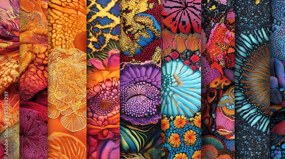 Aufkleber a vibrant and colorful abstract pattern with a kaleidoscope of colors and textures.