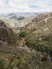 Inca trail to Maragua Crater, in the moutainous region of Cordillera de los Frailes. Near Sucre,...