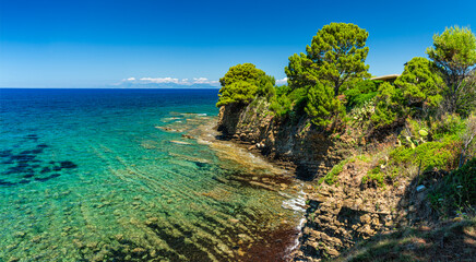 Beautiful mediterranean landscape at Punta Licosa, near Castellabate in the Cilento region....
