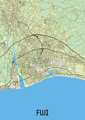 Fuji, Japan artistic map poster