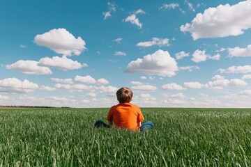 Person Lying in Grass Staring at Blue Sky