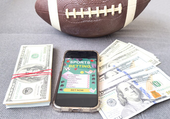 Obraz premium smartphone with bookmaker's website application interface template. 