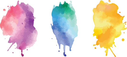 watercolor vector splashes, Set of abstract mint green watercolor water splash on a white background.