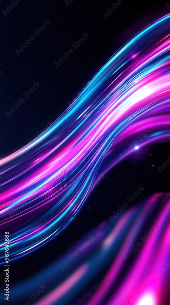 Poster neon motion lines creating futuristic flashes on a black background