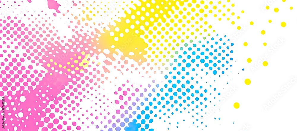 Poster a colorful abstract design with dotted patterns in vibrant hues.