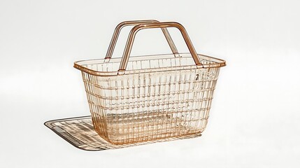 Obraz premium A clear plastic shopping basket, practical and minimal, set against a white backdrop.