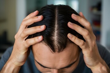 Fototapeta premium person showing her hair scalp 