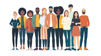 A diverse group of friends stand together, smiling and looking confident. They represent the beauty of individuality and the power of friendship.