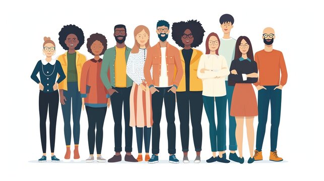 A diverse group of friends stand together, smiling and looking confident. They represent the beauty of individuality and the power of friendship.