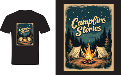 Campfire Stories T-Shirt Design Cozy and Nostalgic Vibes for Outdoor Lovers