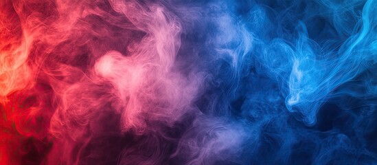 Obraz premium A vibrant blend of red and blue smoke, creating an abstract and dynamic visual effect.
