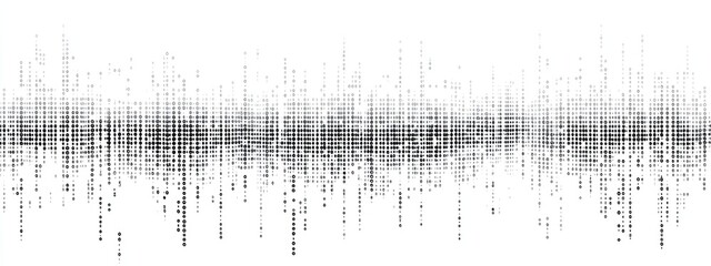 A black and white soundwave pattern representing audio frequencies.