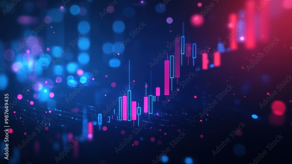Poster abstract financial data visualization with bokeh effect
