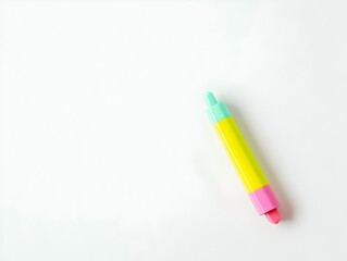 Solitary Colored Highlighter on Pristine White Background   Minimalist Office Essential