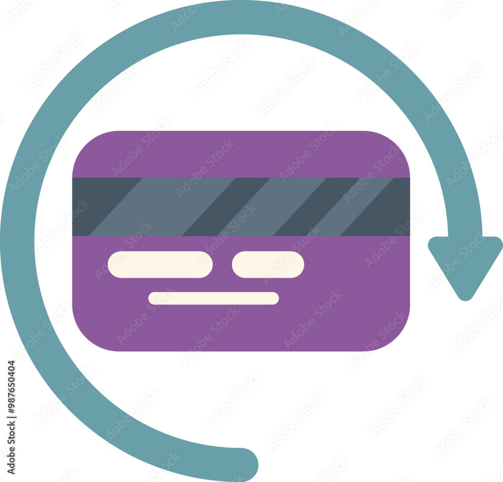 Poster credit card is shown with a clockwise rotating arrow, representing the concept of automatic recurrin