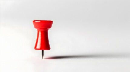 Fototapeta premium Solitary Scarlet Push Pin Contrasting Against Clean White Background