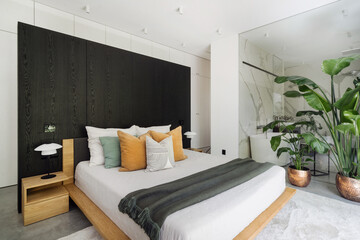 Hotel bedroom featuring a double bed and stylish decor