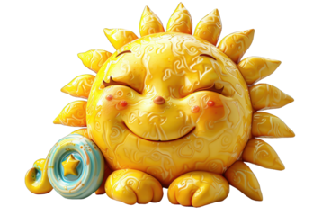 Funny sun, ideal as a garden decoration. Transparent background, PNG