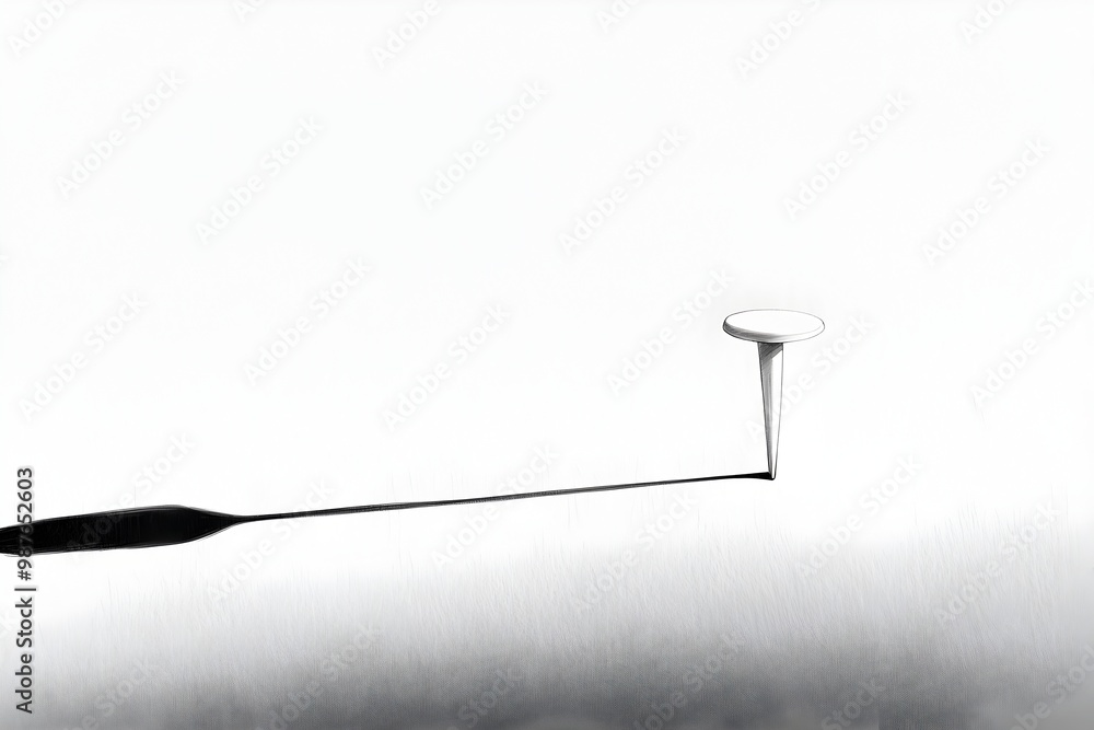 Aufkleber stark pushpin casting a shadow on pristine white background