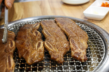 korea bbq. Grilled Marinated Galbi LA galbi