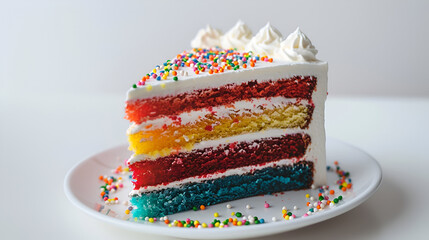 cake with candles, Colorful white Cake isolate on background.