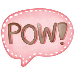 Cute speech bubble with message POW isolated on transparent background